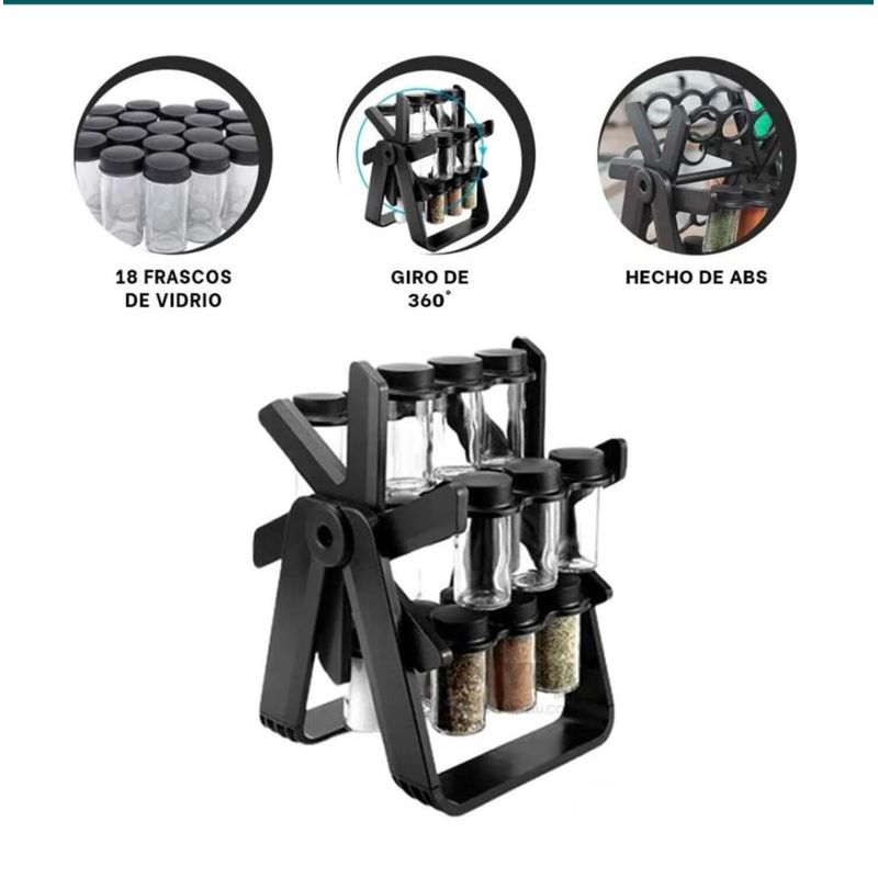 GENERICO - Rack Especiero Giratorio 360° XL Organiza tus especias