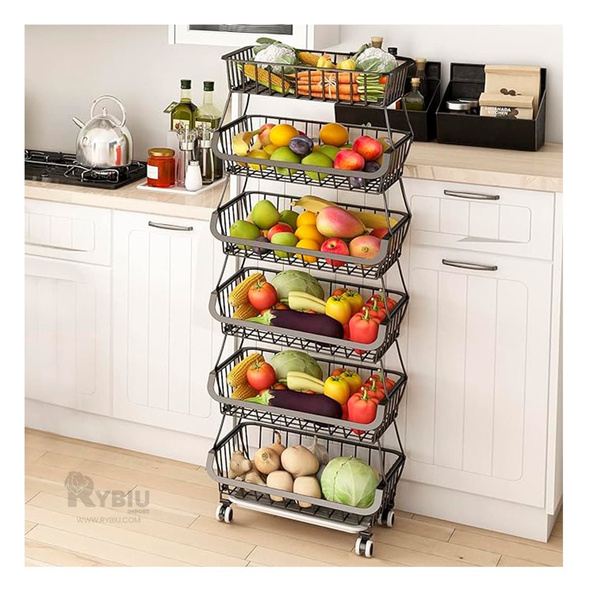 GENERICO - Canasta Organizadora de 5 Niveles en Negro Y+Regalo Stickers