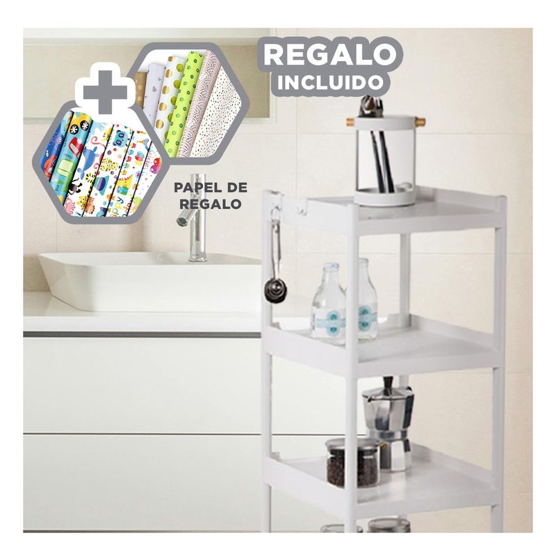 GENERICO - Estante de Almacen 4 Niveles Blanco Y+Papel de Regalo