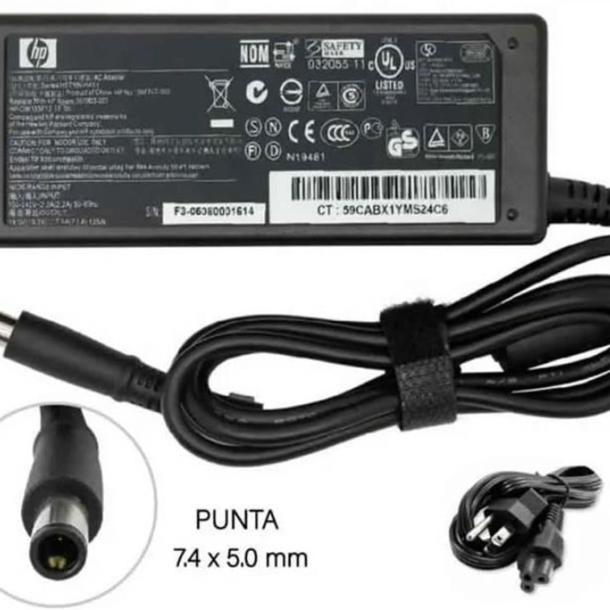 GENERICO - CARGADOR PARA LAPTOPS HP 185V 35A 65W 7450 PAGUJA COMPATIBLE