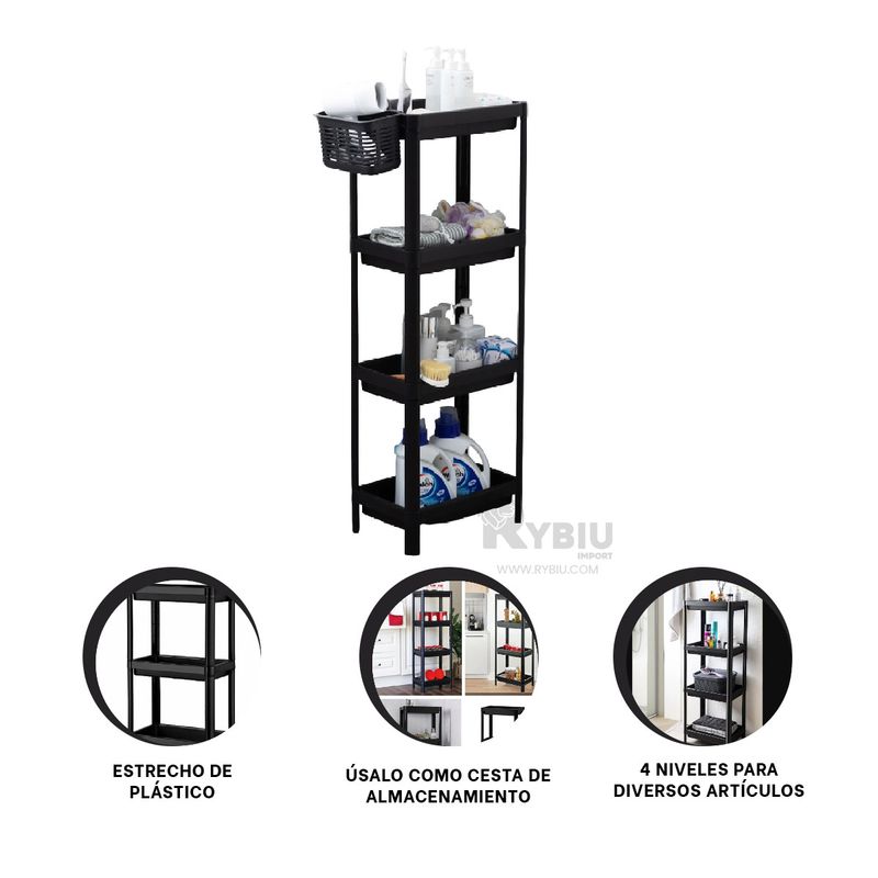 GENERICO - Repisa Armable Multifuncional de Color Negro Y+Gift Stickers