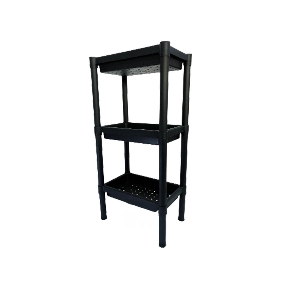 GENERICO - Estante Plegable y de Plastico con 3 Niveles en Tono Negro