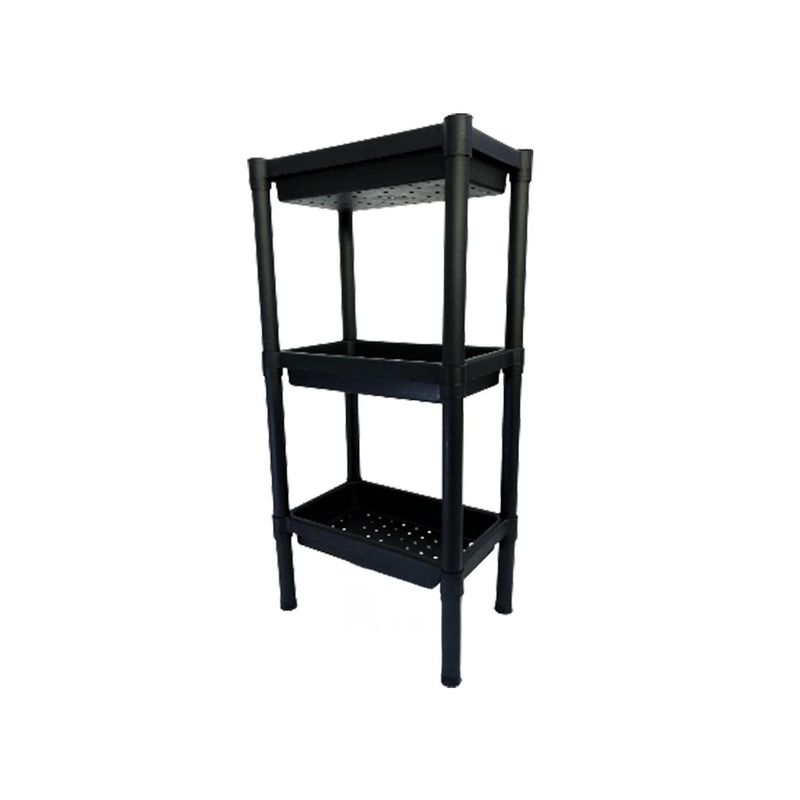 GENERICO - Estante Plegable y de Plastico con 3 Niveles en Tono Negro