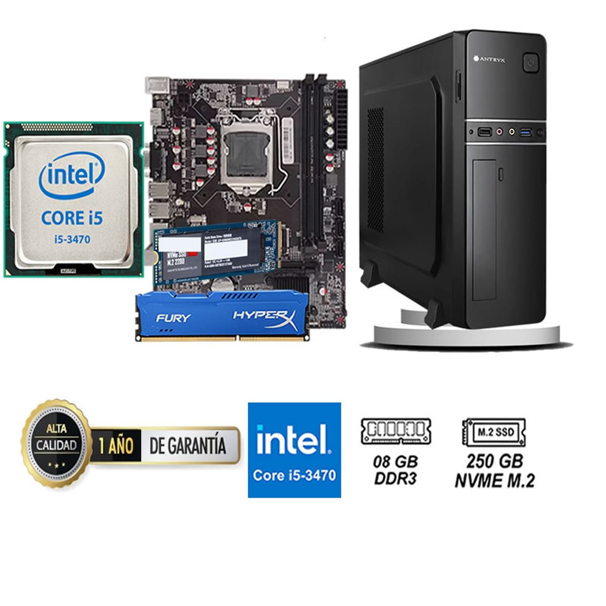 ANTRYX - COMPUTADORA DE ESCRITORIO CORE I5 3470  8GB RAM 250 GB SSD M2