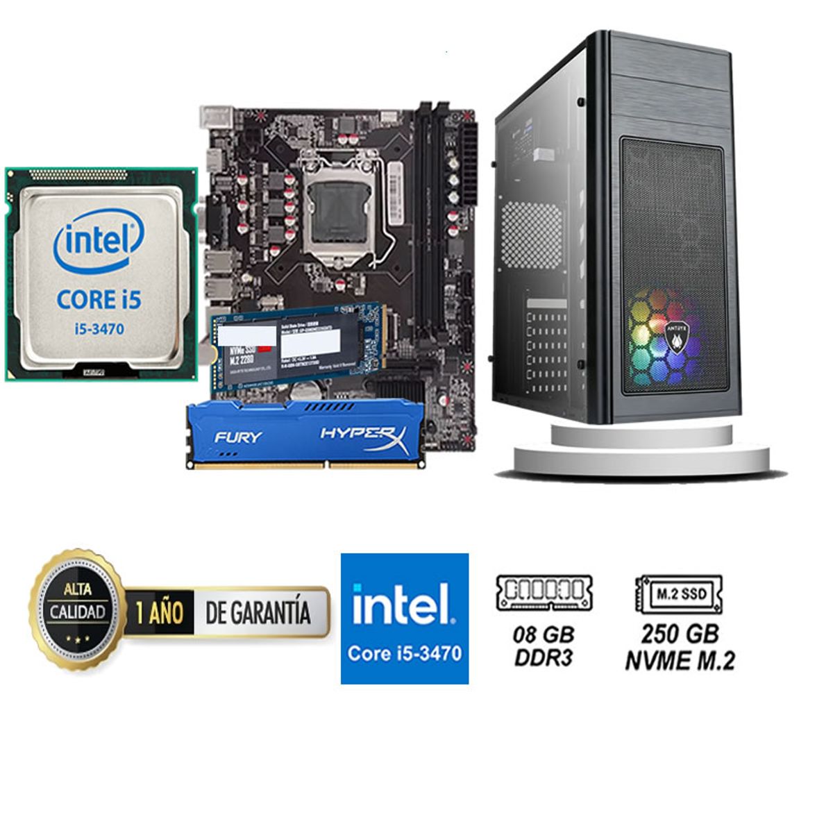 ANTRYX - COMPUTADORA DE ESCRITORIO CORE I5 3470  8GB RAM 250 GB SSD M2
