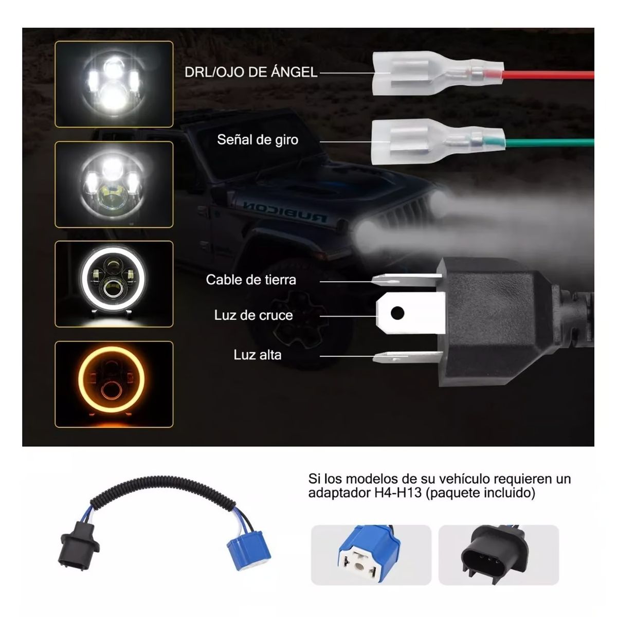 GENERICO - PAR Ojo De Angel 7 PULGADAS LUZ BLANCO ARO AMARILLO