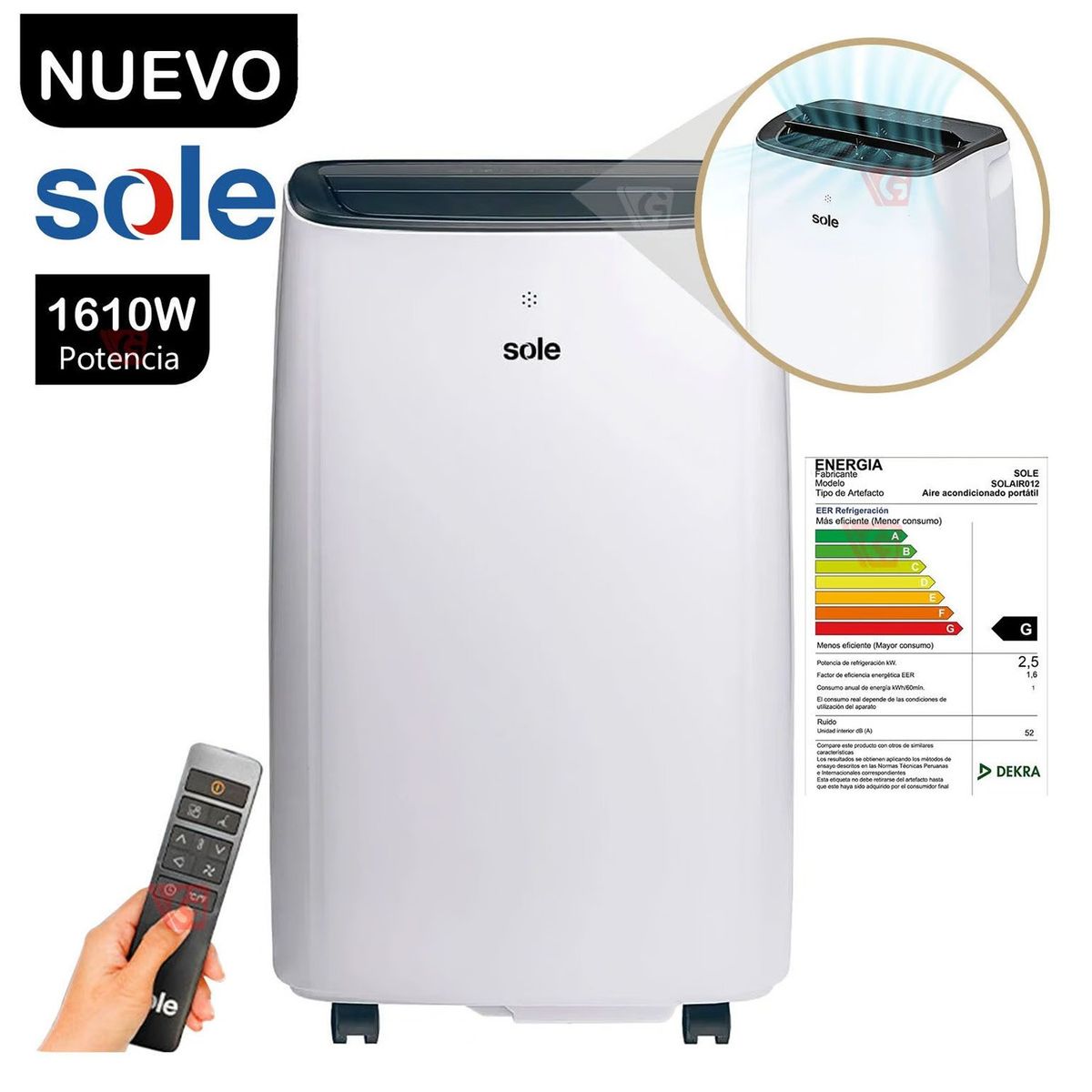 SOLE - Aire Acondicionado Sole Portátil 12K BTU SOLAIR012_.