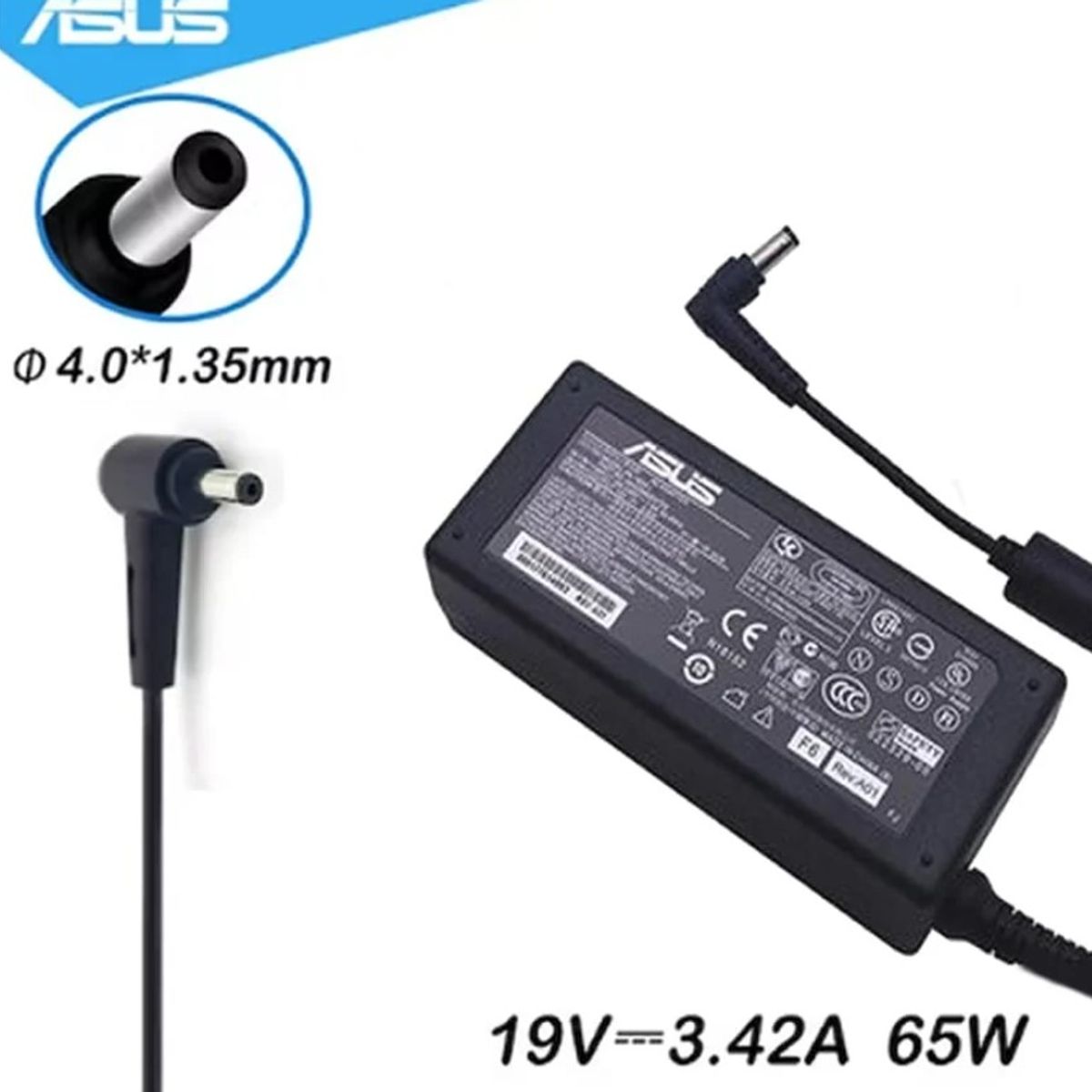 GENERICO - CARGADOR PARA LAPTOPS ASUS 19V 342A 65W 40 135 COMPATIBLE