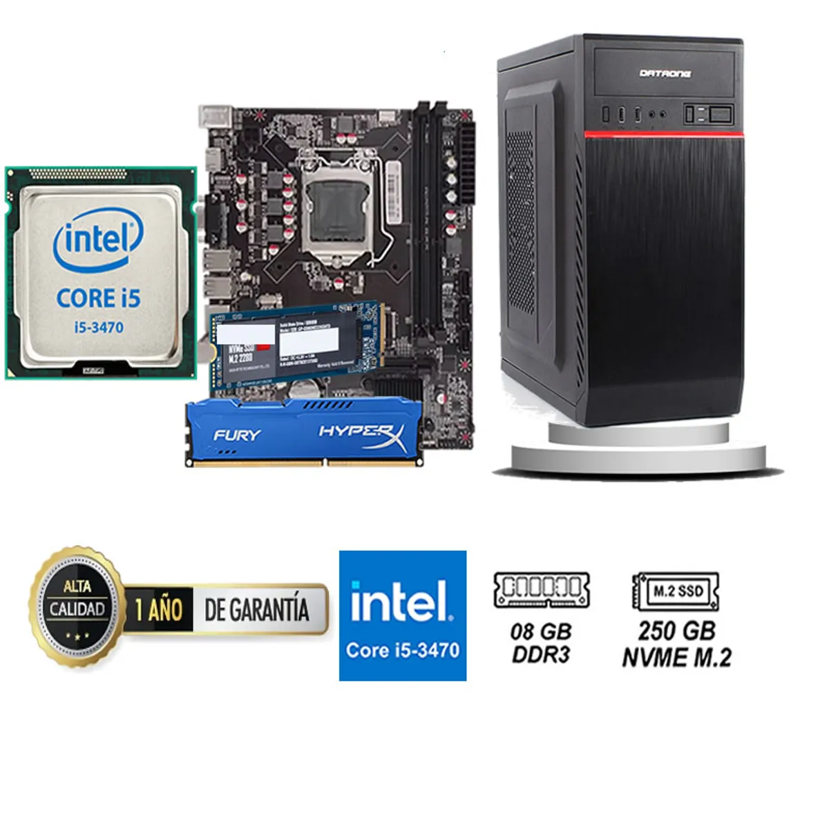 DATAONE - COMPUTADORA DE ESCRITORIO CORE I5 3470  8GB RAM 250 GB SSD M2