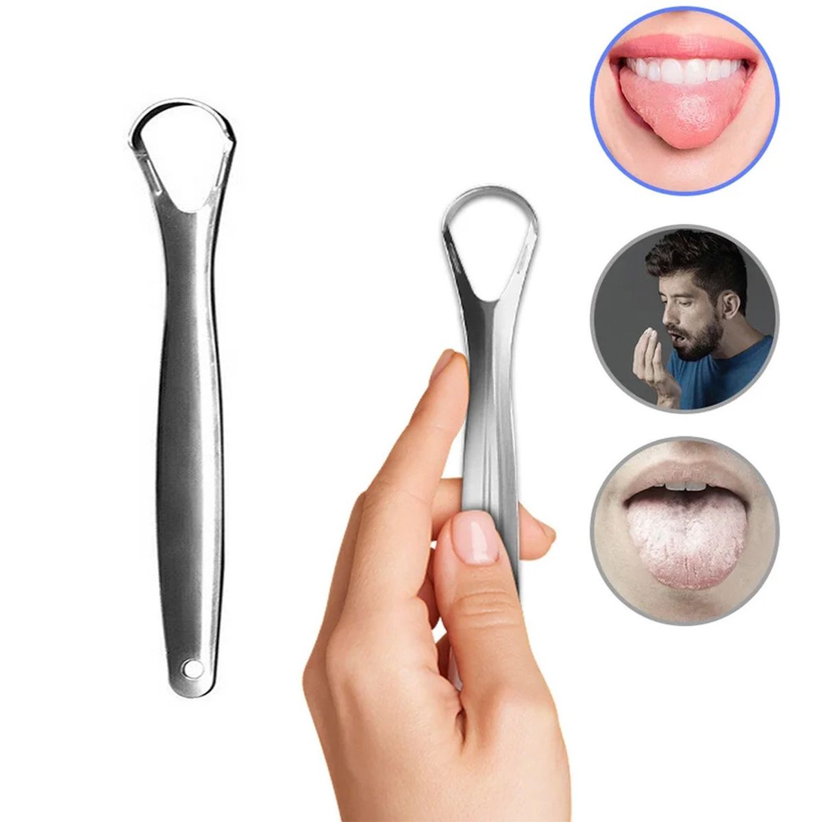 GENERICO - Limpiador  De Lengua Acero Inoxidable Higiene Bucal A1