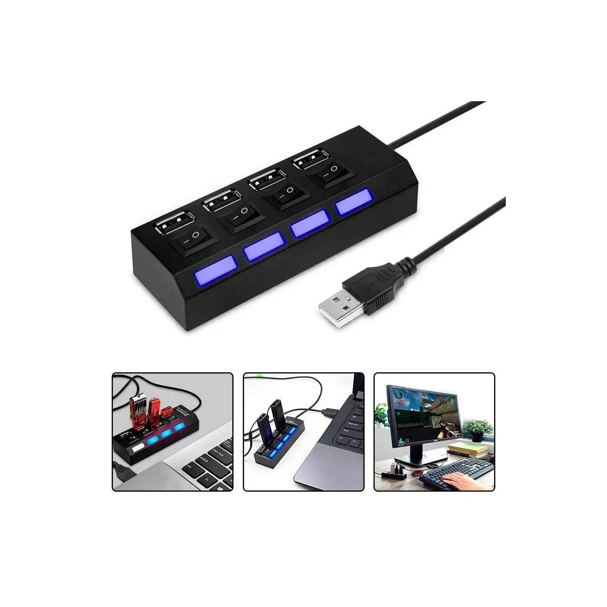 GENERICO - Hub Usb 3.0 Hi Speed Con 4 Puertos