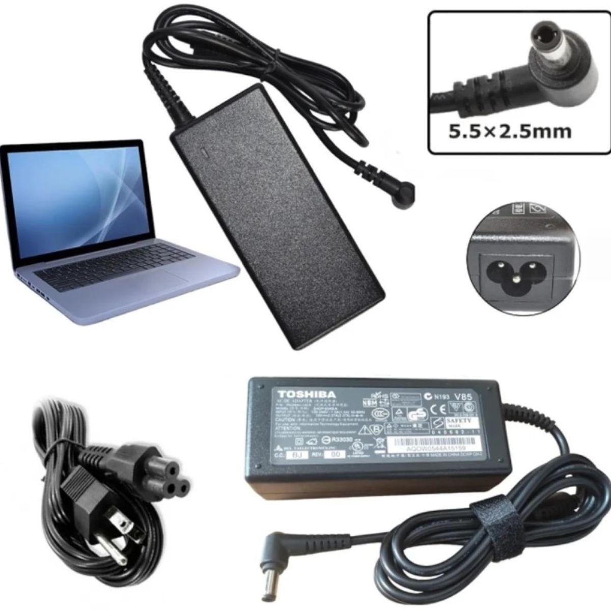 GENERICO - CARGADOR PARA LAPTOPS TOSHIBA 19V 342A 5525 COMPATIBLE