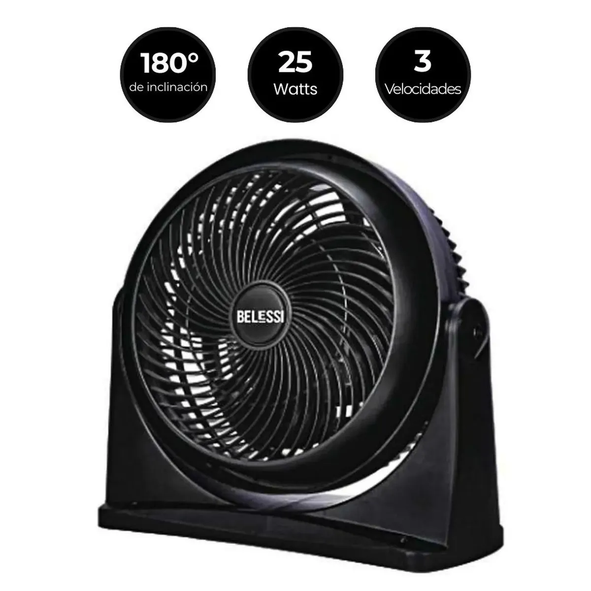 BELESSI - Ventilador de Mesa y Pared Silencioso 10" 25W 3 Velocidades