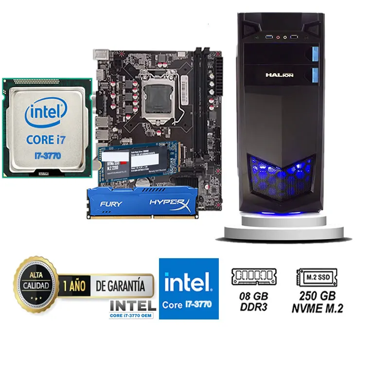 HALION - COMPUTADORA DE ESCRITORIO CORE I7 3770  8GB RAM 250 GB SSD M2
