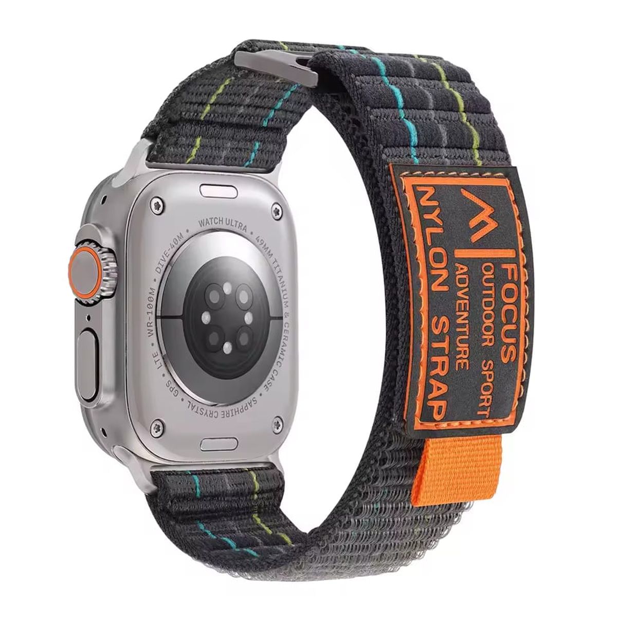 GENERICO - CORREA DEPORTIVA NYLON WATCH DE 44-45-46-49 MM PLOMO