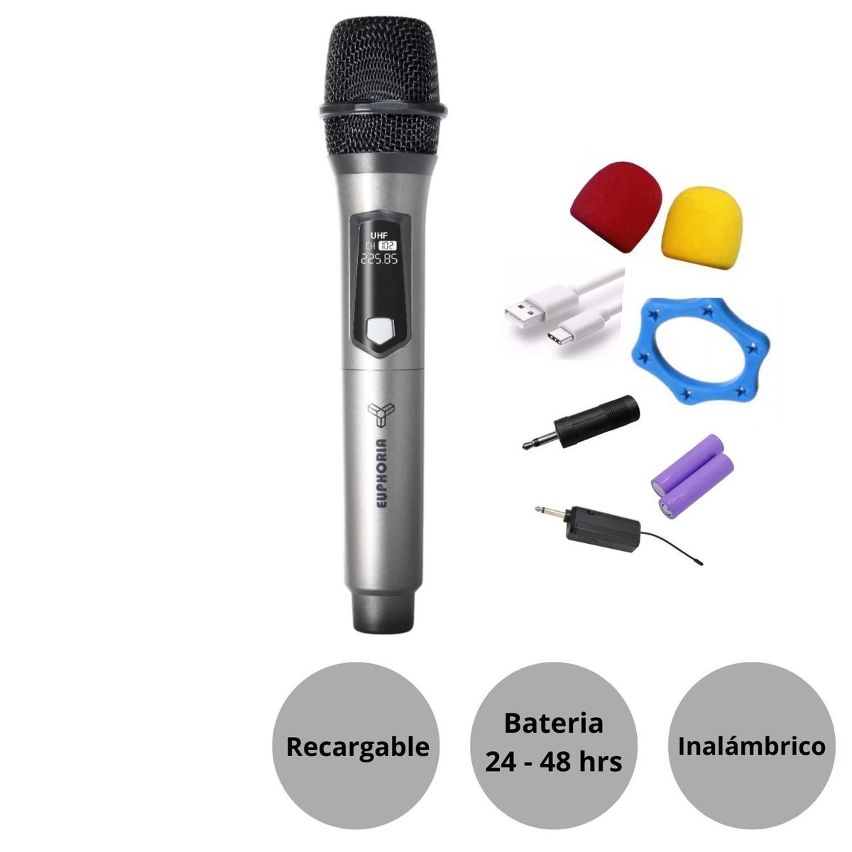 GENERICO - Micrófono Inalámbrico EUPHORIA TRKM 363BT duración de 24 a 48 horas