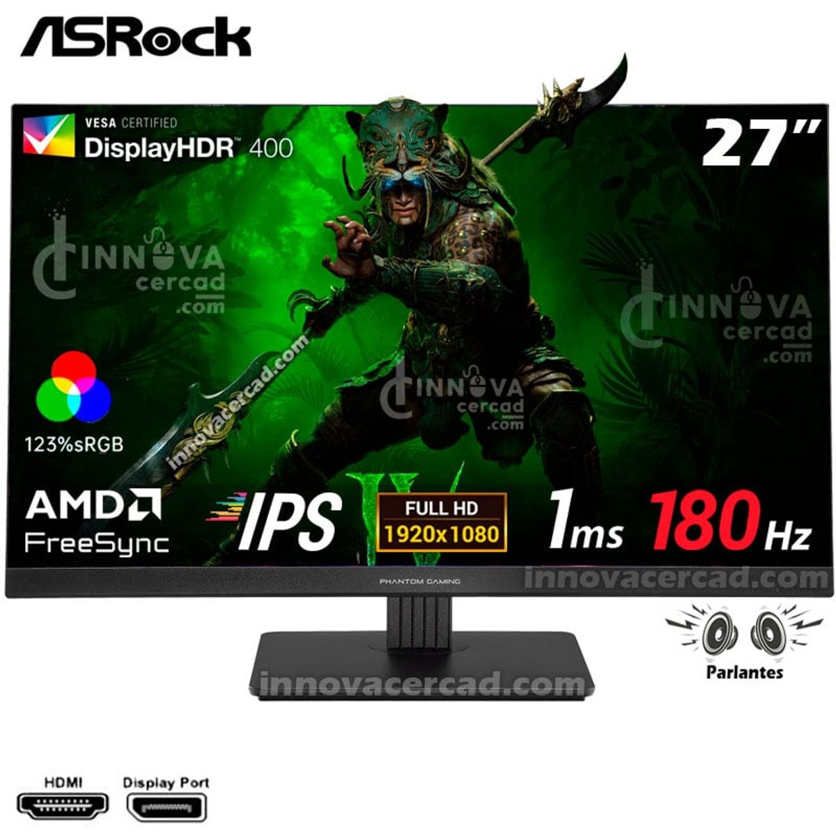 ASROCK - Monitor Gaming Asrock Phantom 27 PG27FFT1B 180hz 1ms IPS FreeSync