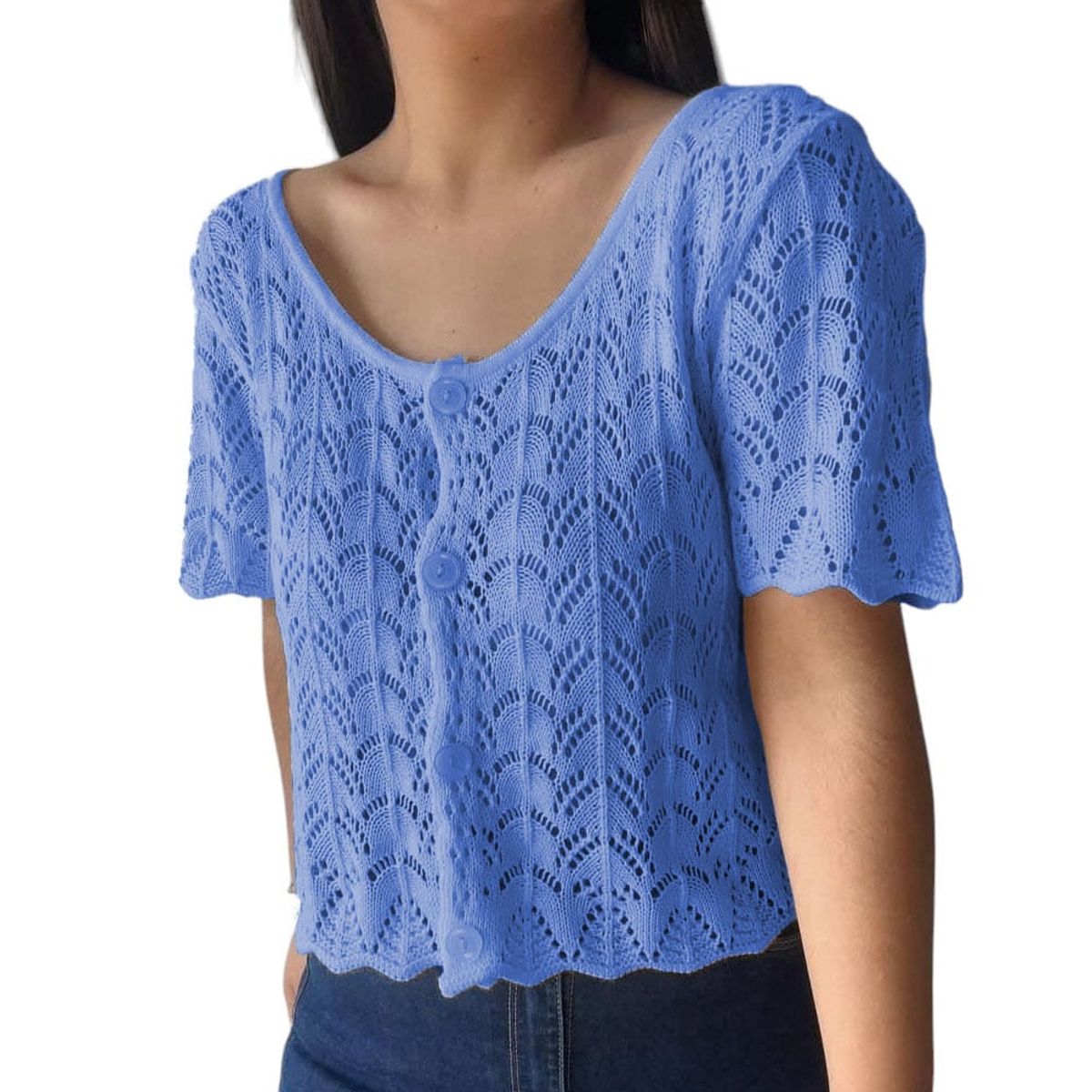 GENERICO - Polo Mujer Traslucido Hilo 359G-18 Color Amarillo