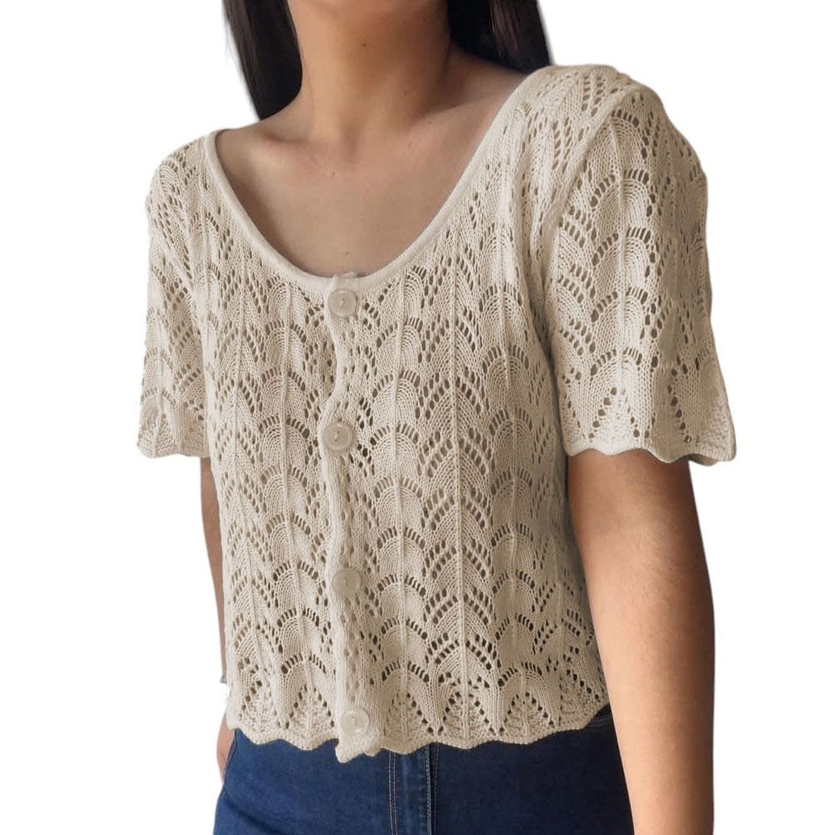 GENERICO - Polo Mujer Traslucido Hilo 359G-18 Color Amarillo