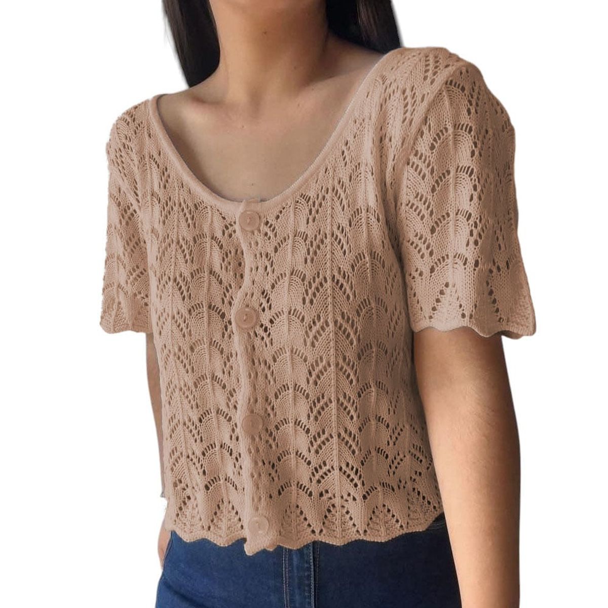 GENERICO - Polo Mujer Traslucido Hilo 359G-18 Color Amarillo