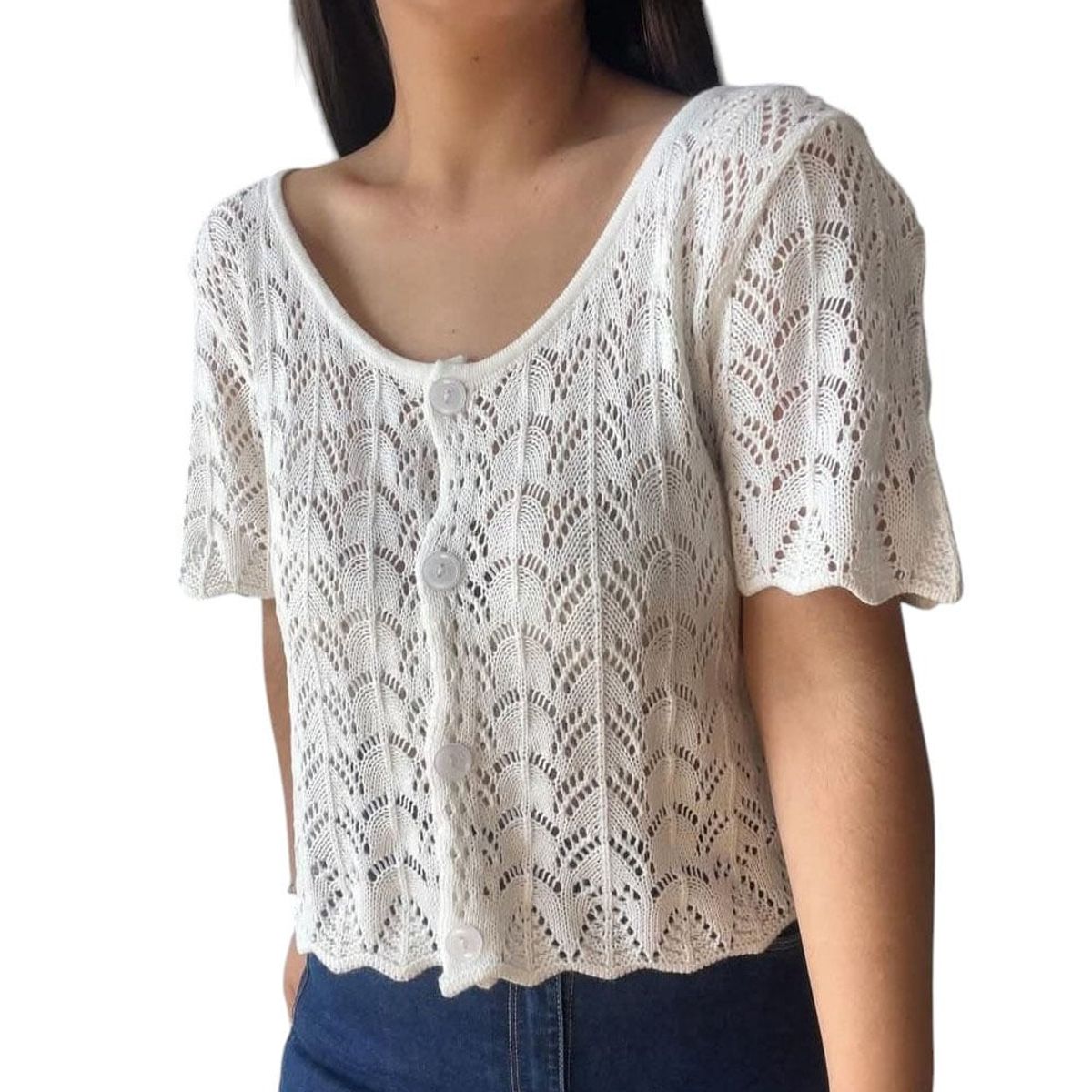 GENERICO - Polo Mujer Traslucido Hilo 359G-18 Color Amarillo