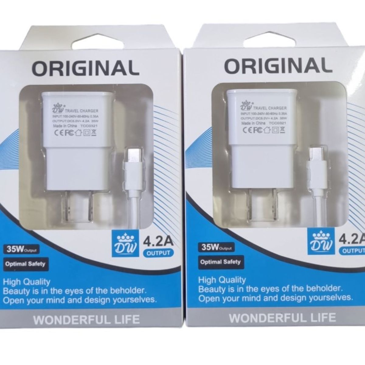 GENERICO - CARGADOR PARA TELEFONOS MOVILE ORIGINAL DE USB A TIPO C BLANCO 35W