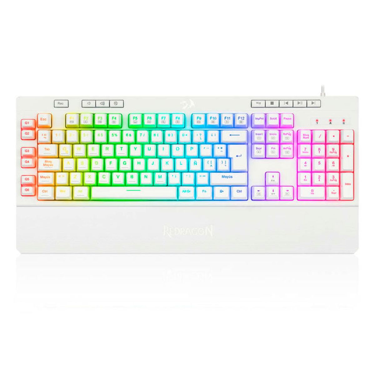 REDRAGON - Teclado Gamer Membrana Redragon Shiva K512w Rgb Blanco español