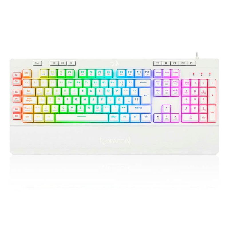 REDRAGON - Teclado Gamer Membrana Redragon Shiva K512w Rgb Blanco español
