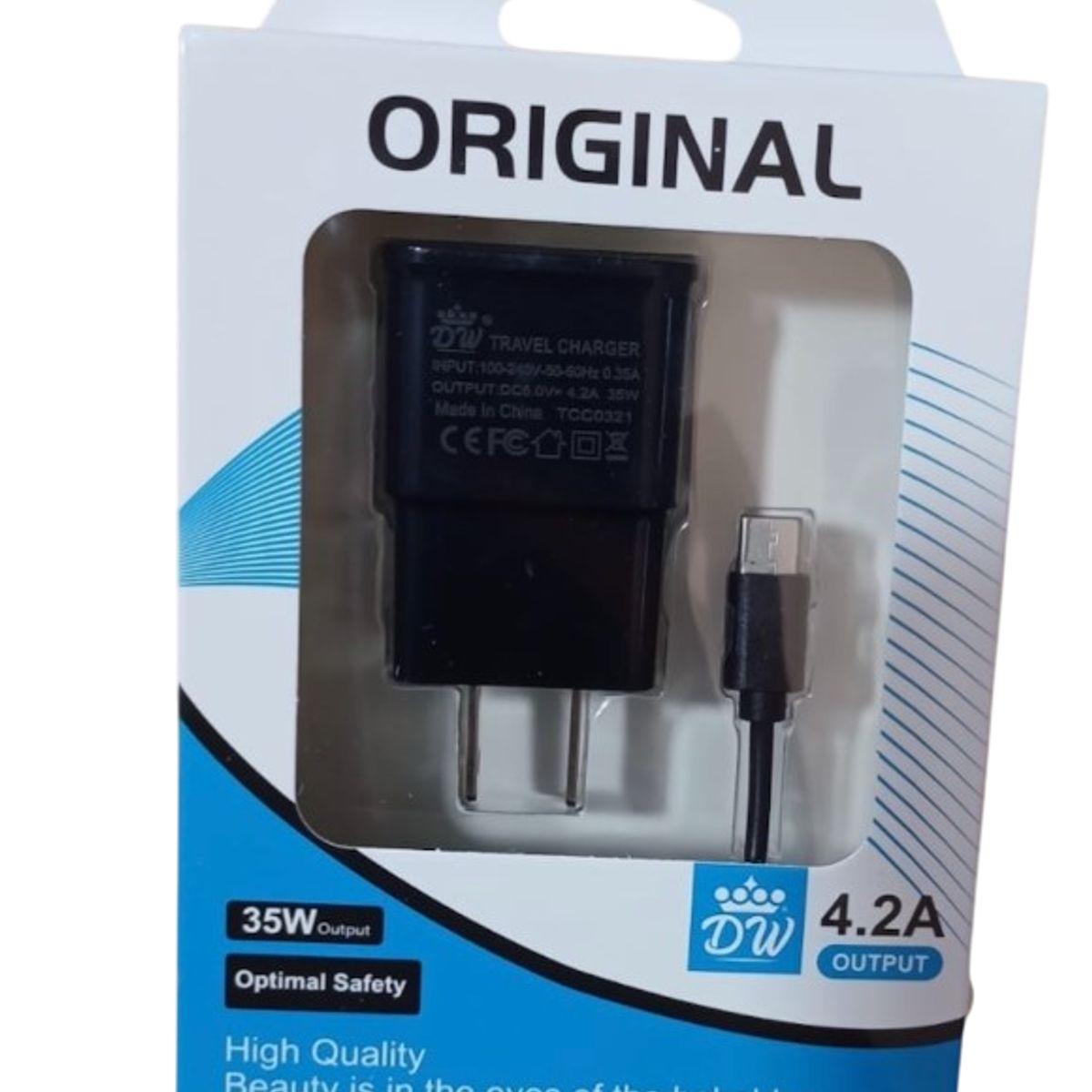 GENERICO - CARGADOR PARA TELEFONOS MOVILES ORIGINAL DE USB A TIPO C NEGRO 35W