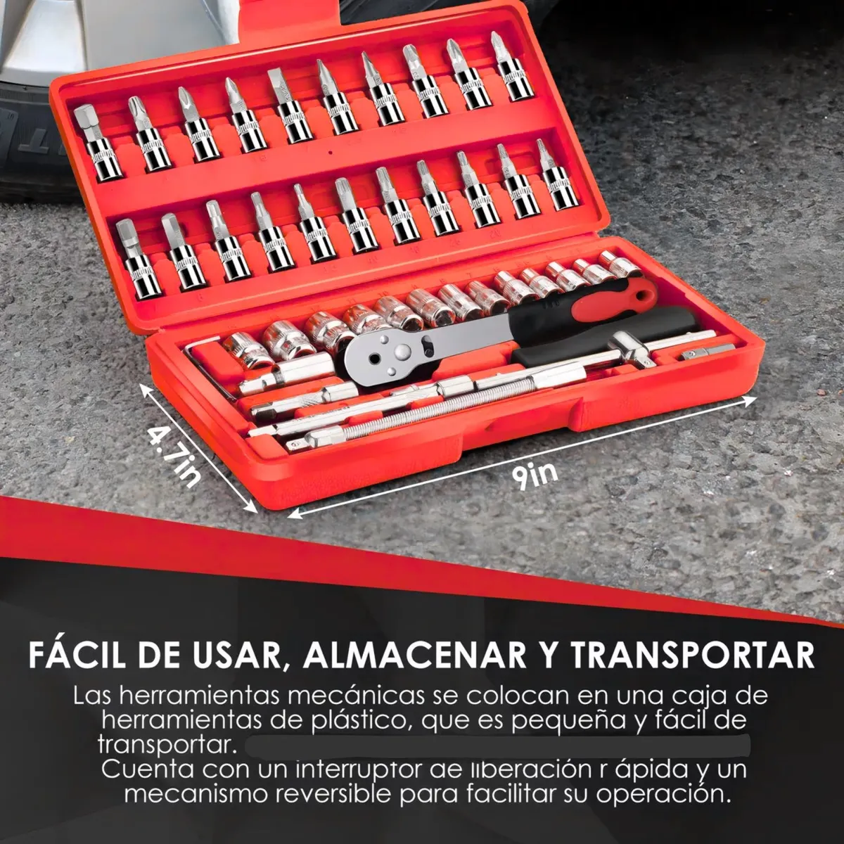 PENTHA - Juego de Herramientas 46 Piezas Llaves, Dados y Puntas Acero