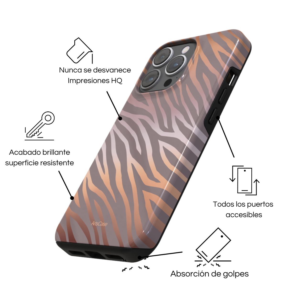 ARTSCASE - Case iphone 15 Pro Peel Zebra Artscase