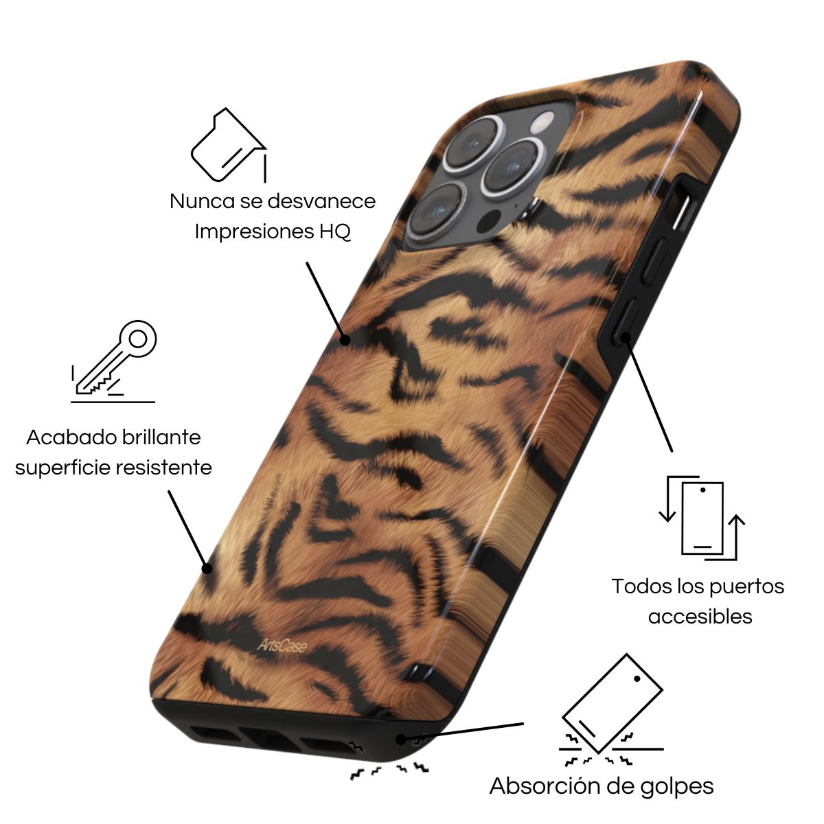 ARTSCASE - Case iPhone 15 Pro Max Golden Wildcat Artscase