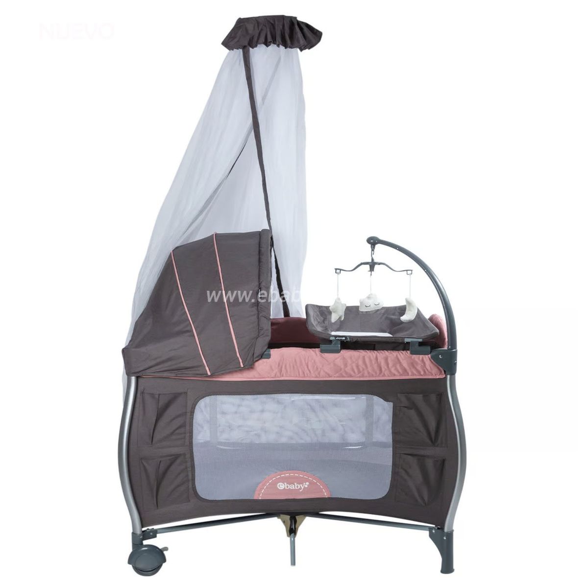 EBABY - Cuna Corral Mecedora Napy Rosado