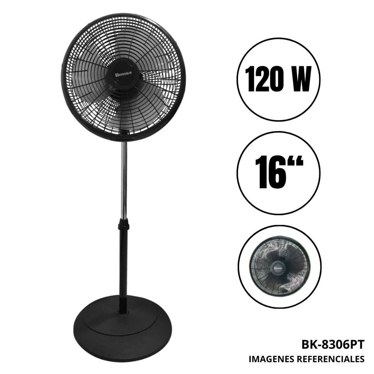 BOSSKO - VENTILADOR 16” PEDESTAL BOSSKO BK-8306PT