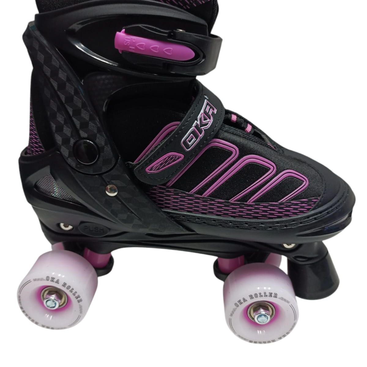 OKA - PATIN 4 RUEDAS OKA NEGRO ROSADO TALLA M 34-37