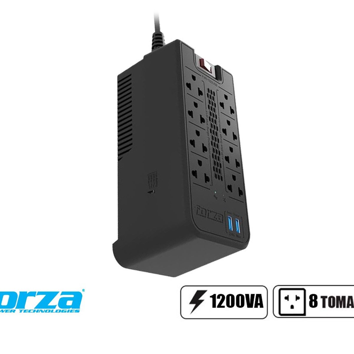 FORZA - Estabilizador Forza FVR-1222USB De 8 Tomas