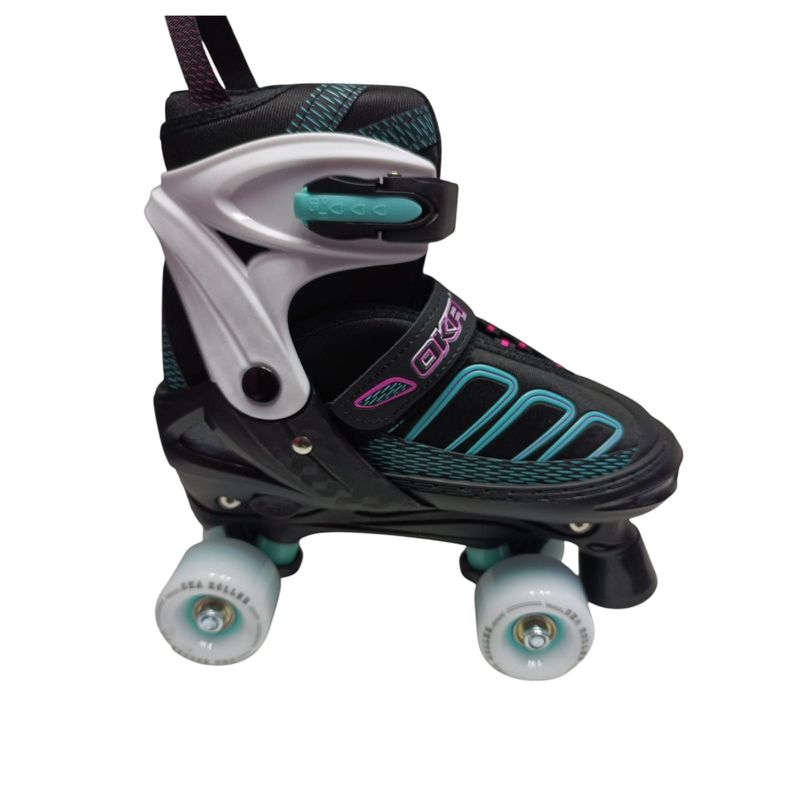 OKA - PATIN 4 RUEDAS OKA NEGRO TURQUESA TALLA M 34-37