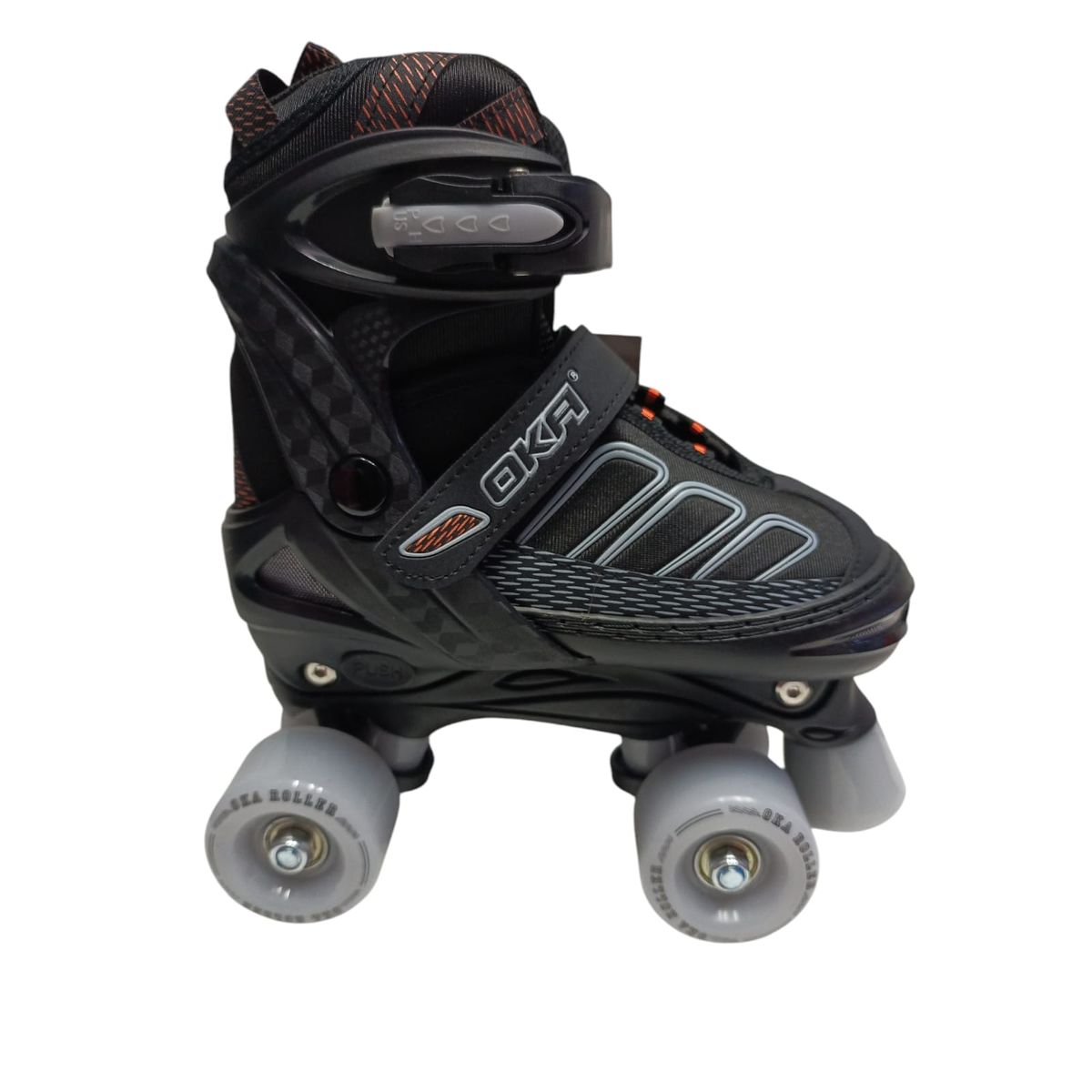 OKA - PATIN 4 RUEDAS OKA NEGRO ANARANJADO TALLA M 34-37