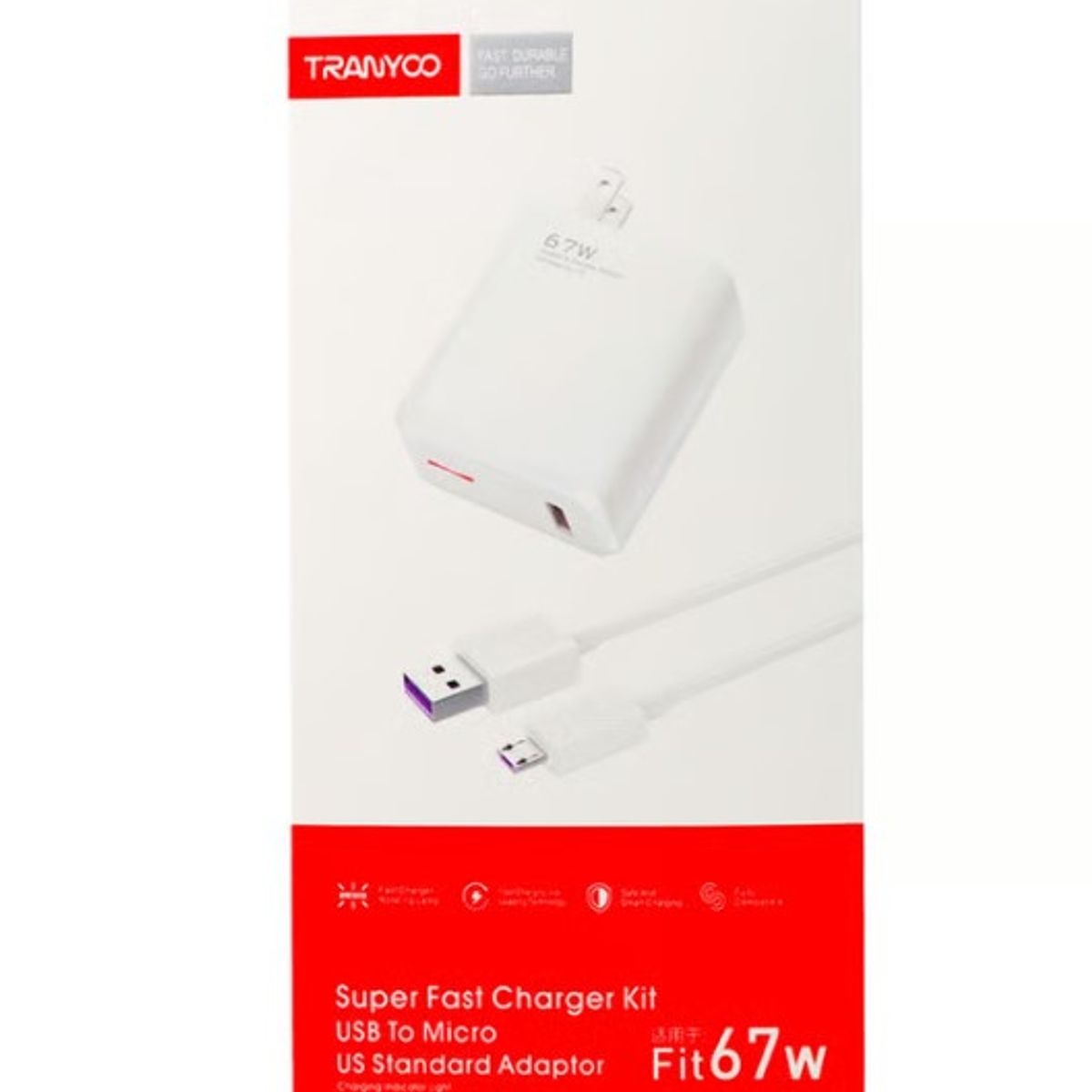 TRANYOO - CARGADOR PARA SMARTPHONES CARGA RAPIDA 67W USB A TIPO C BLANCO-TRANYOO