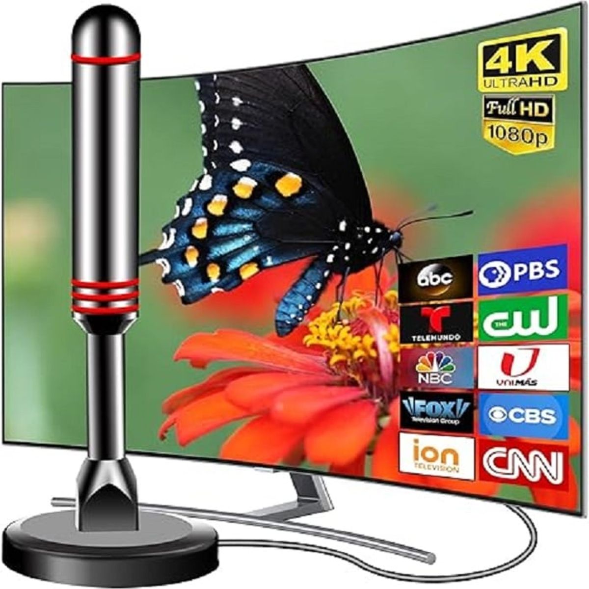 SEISA - Antena Para Tv Smart HD Amplificada Interior 5m Coaxial USB