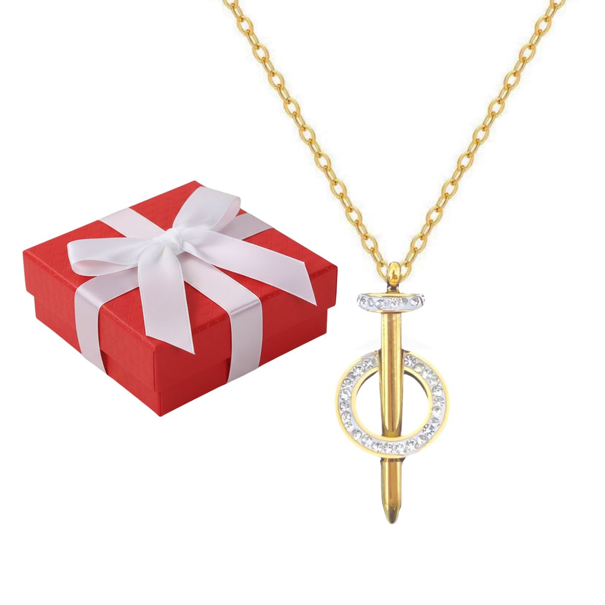 GENERICO - Collar Novia Estilo Clavo Regalo San Valentín Acero Dorado