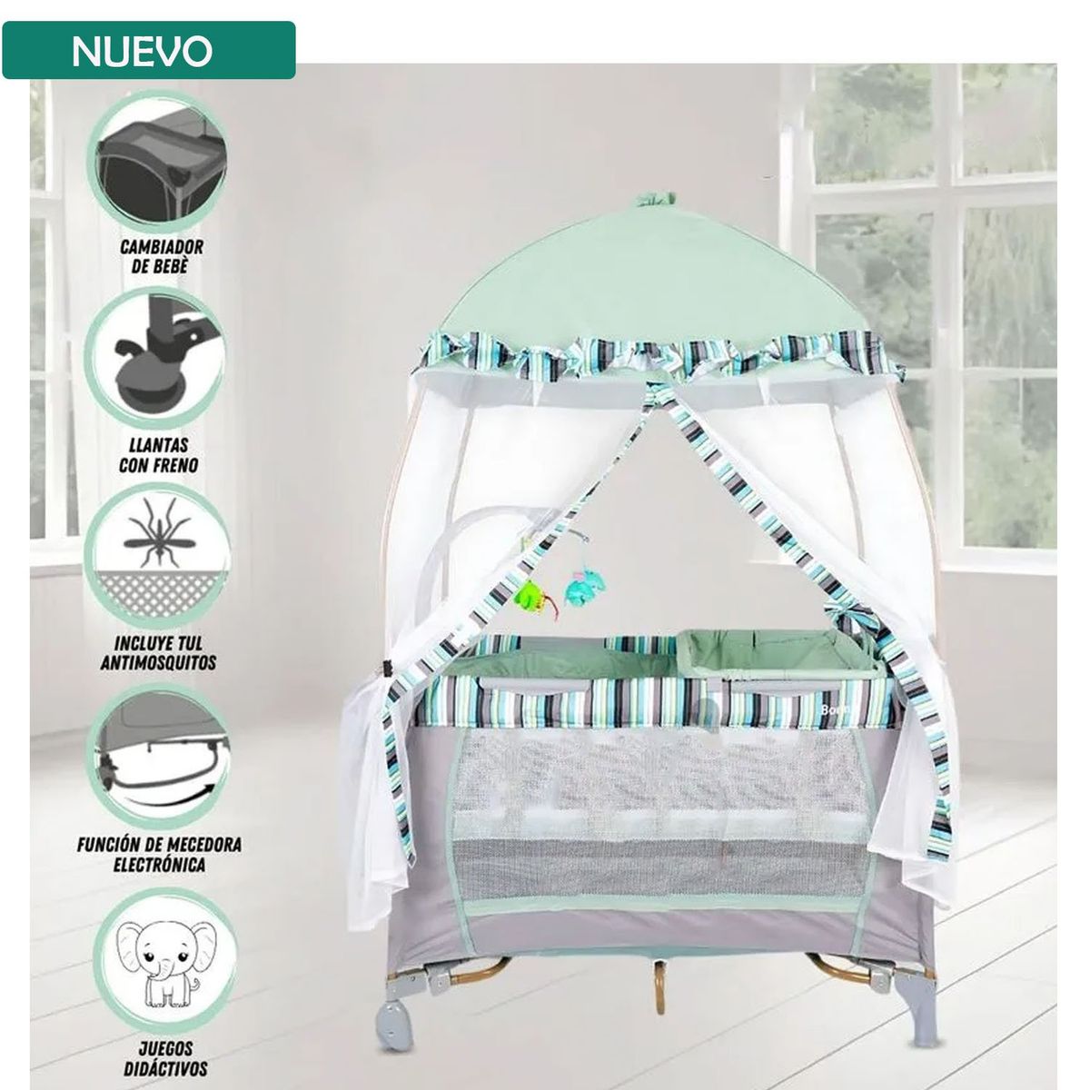 BABY HAPPY - Cuna Casa Para Bebe LX-1010 Verde