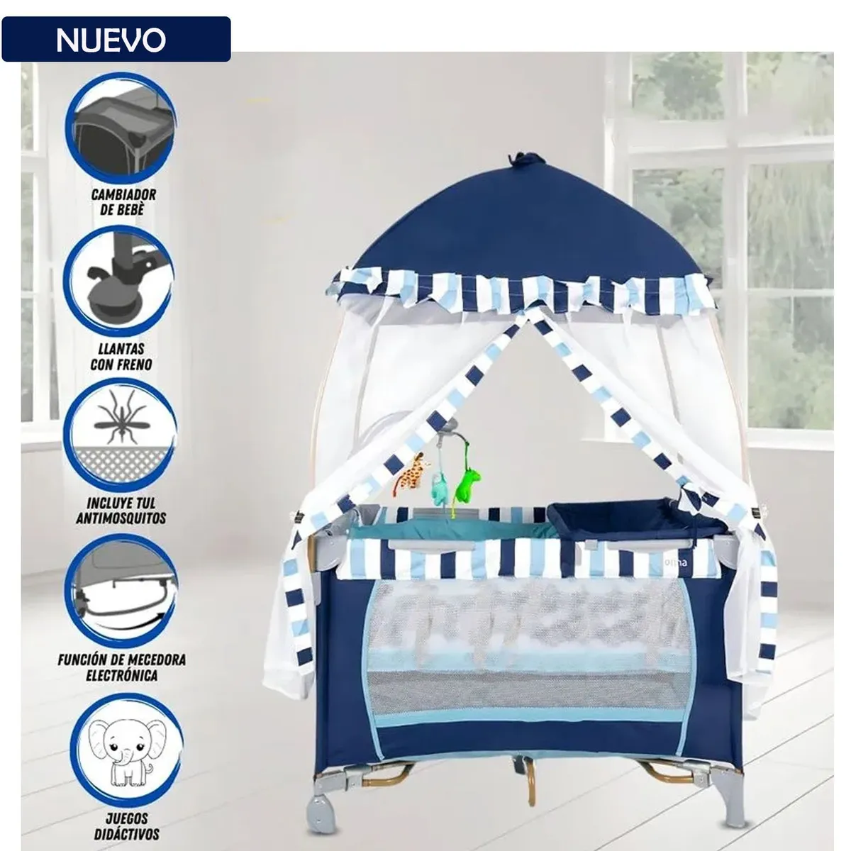 BABY HAPPY - Cuna Casa Para Bebe LX-1010 Azul