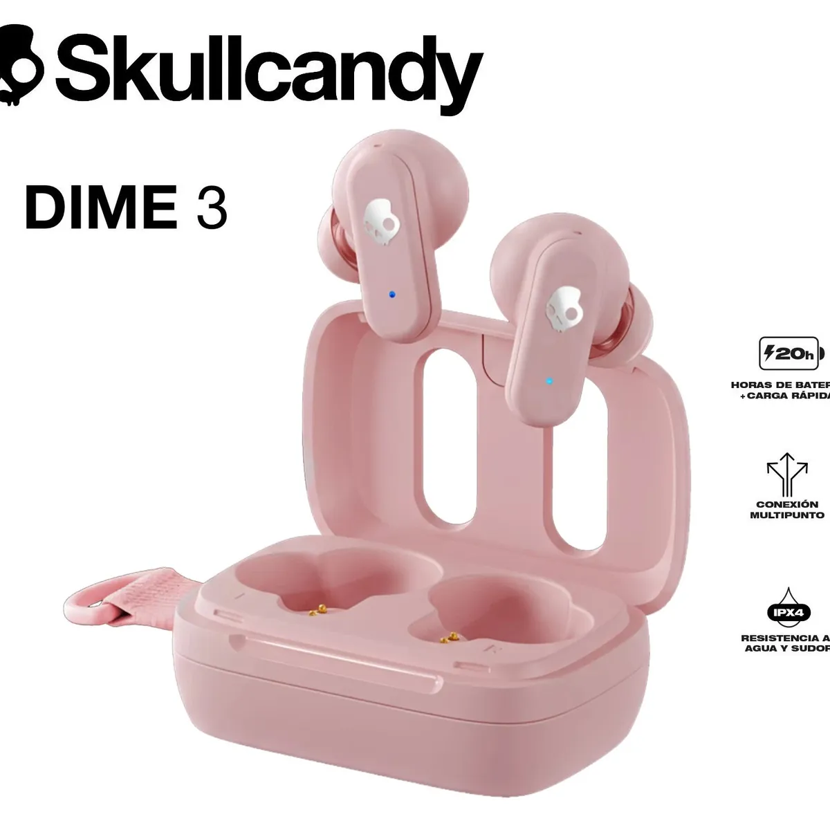 SKULLCANDY - Skullcandy Dime 3 XT Audífonos Bluetooth 5.3 TWS Soft Pink - No jib true