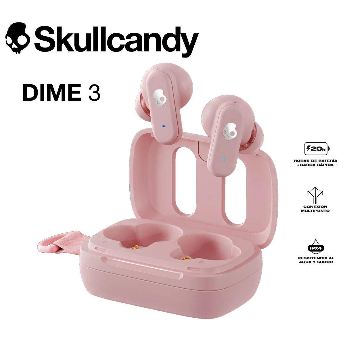 SKULLCANDY - Skullcandy Dime 3 XT Audífonos Bluetooth 5.3 TWS Soft Pink - No jib true