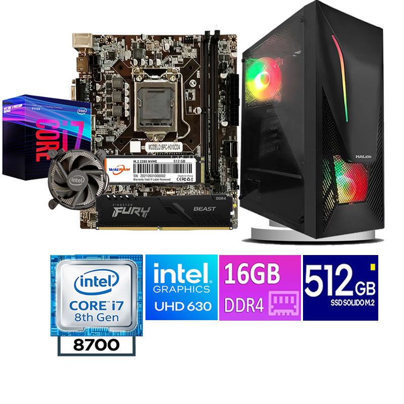 COMPUTADORA DE ESCRITORIO CORE I7 8700  16GB RAM 512  GB SSD M2
