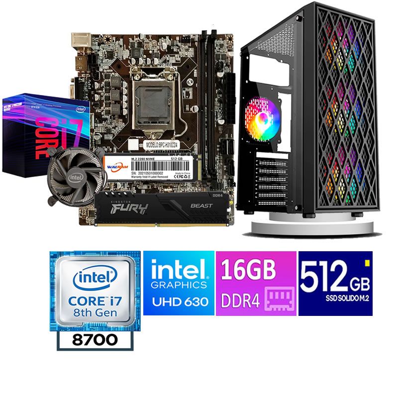COMPUTADORA DE ESCRITORIO CORE I7 8700  16GB RAM 512  GB SSD M2