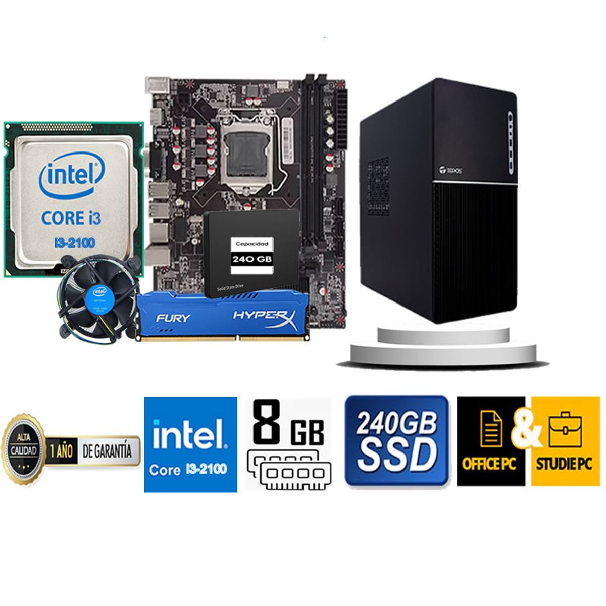 TEROS - COMPUTADORA DE ESCRITORIO CORE I3 2100  8GB RAM 240  GB SSD