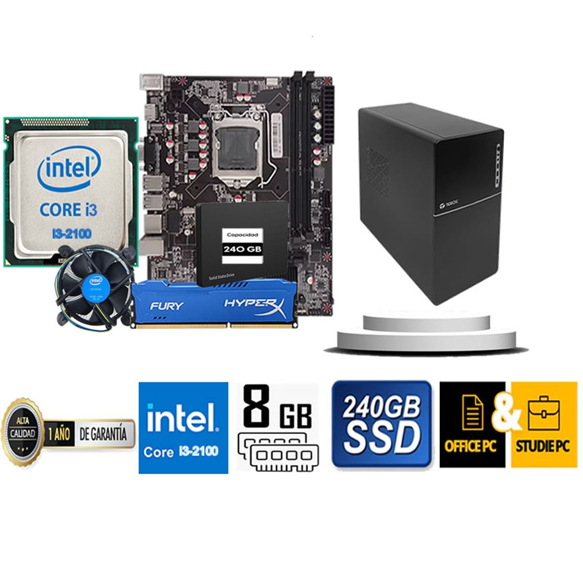 TEROS - COMPUTADORA DE ESCRITORIO CORE I3 2100  8GB RAM 240  GB SSD