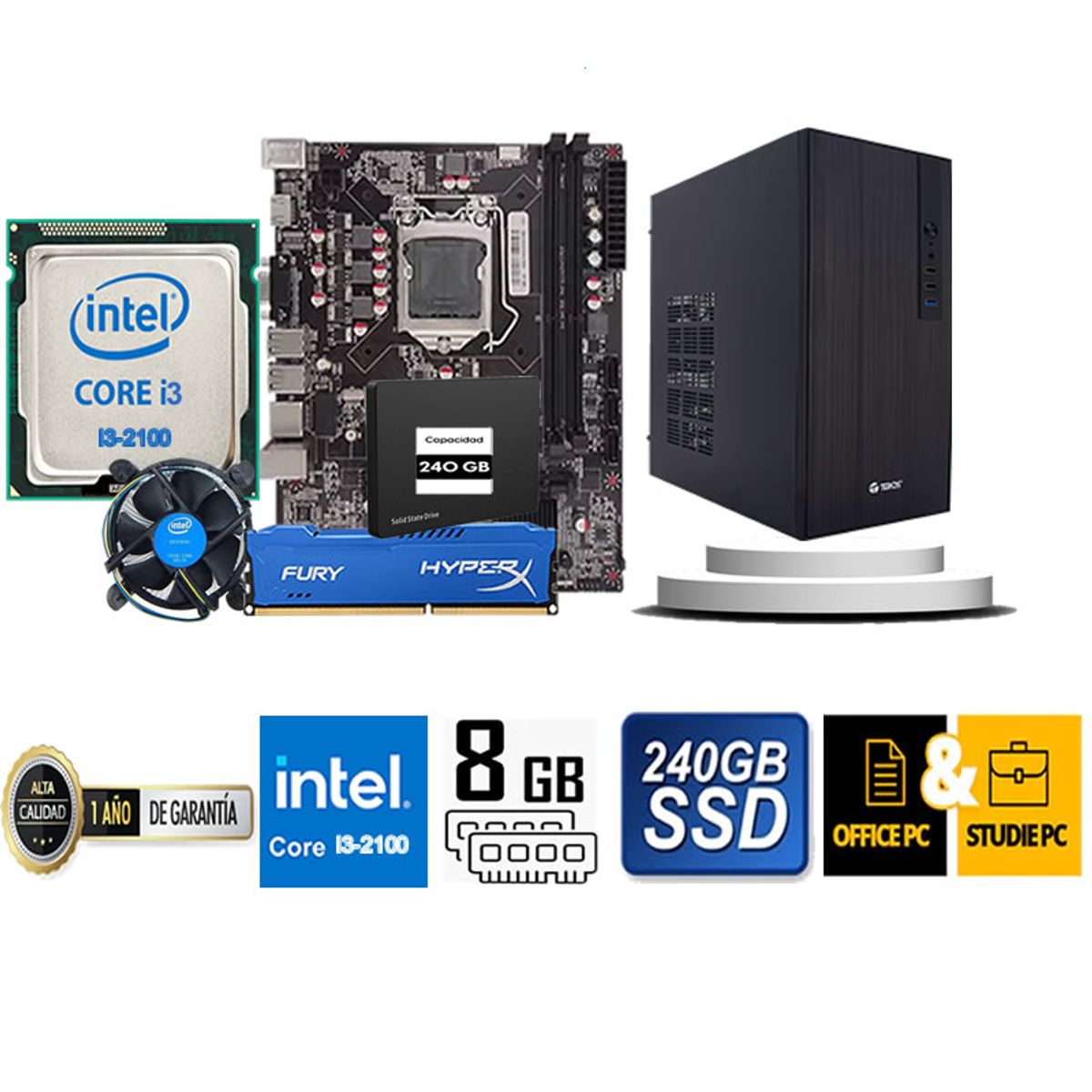TEROS - COMPUTADORA DE ESCRITORIO CORE I3 2100  8GB RAM 240  GB SSD